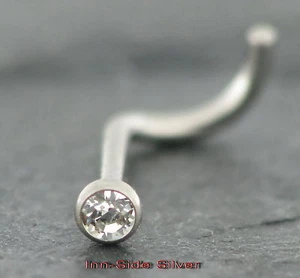 Nasenpiercing TITAN gebogener Stecker mit Kristall ROSA - Picture 1 of 1