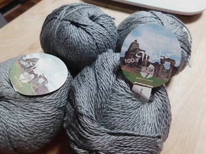 VTG 4 x 50gr Balls Lana Grossa 100% Mako Cotton Dark Gray Discontinued! - Picture 1 of 5