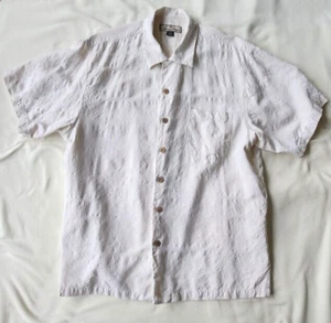 Tommy Bahama Seidenhemd Herren XXL weiß strukturiert Camp Knopfleiste Relaxed - Bild 1 von 9