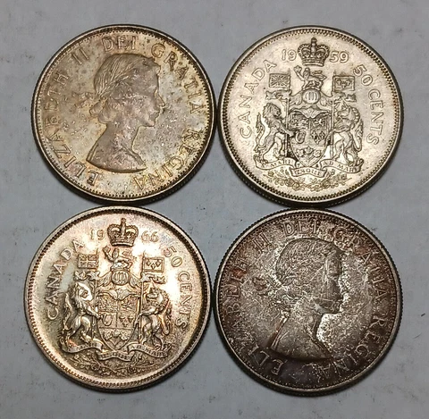 1x Canada 50 Cent Coin - 80% Silver - 1959-1966 CAN Half Dollar - Elizabeth II Cover