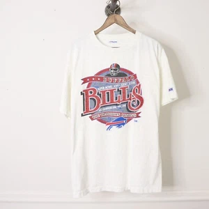 Vintage 90's Trench Buffalo Bills NFL AFC Champions Tee Size XL Single Stitch - Picture 1 of 6