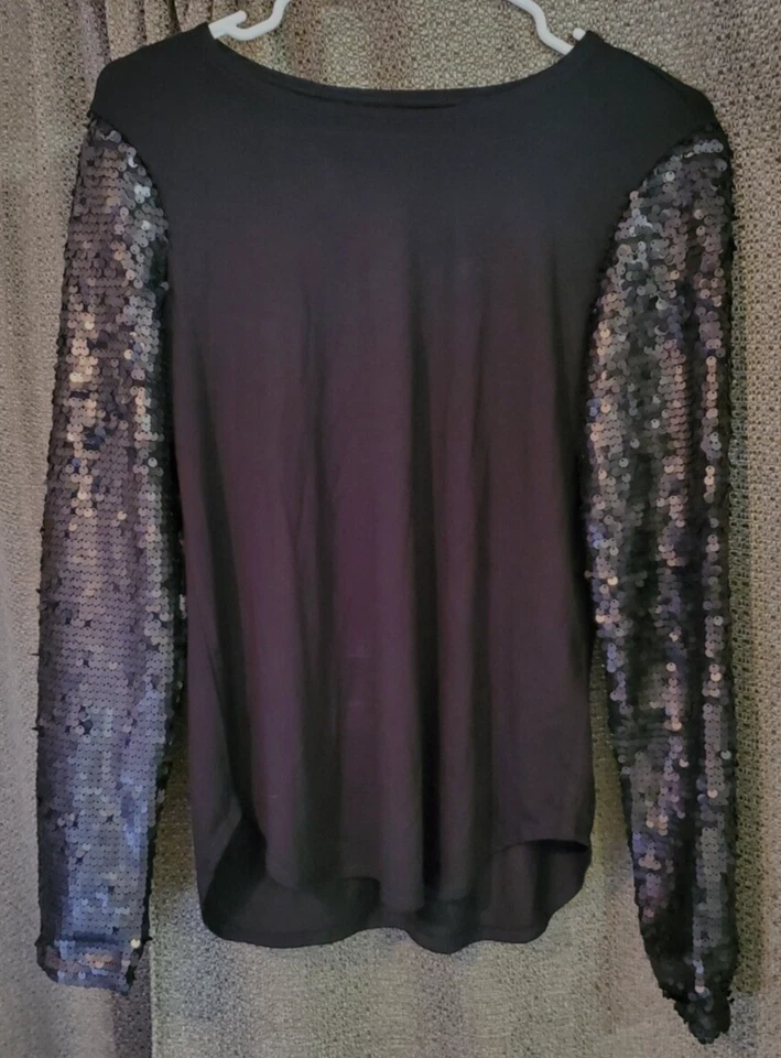 Cupio Black Sequin Long Sleeve Top Sz. S