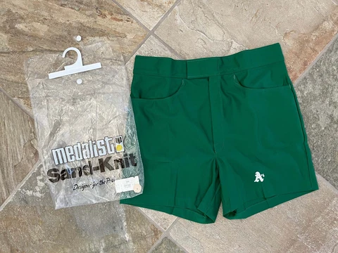Vintage Oakland Athletics Sand Knit Baseball Shorts, Size 36, Large Cover