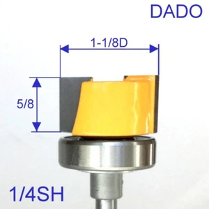 1 pc 1/4" Shank 1-1/8" Dia. with Top Bearing Dado & Planer Pattern Bit S - Picture 1 of 12