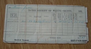 1876 Wayne County WV Sheriff's Tax Receipt Jesse Queen property Queen's Ridge - Picture 1 of 5