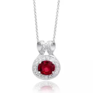 925 Sterling Silver Red Ruby Engagement Pendant Wedding Ruby Pendant Necklace 17 - Picture 1 of 2