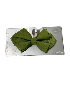 Nordstrom Boy Solid Silk Bow Tie Olive Green 1528 - Picture 1 of 1