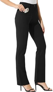 Women's Yoga Dress Pants Bootcut Work Slacks Stretch Office with Belt Loops 4 - Picture 1 of 6
