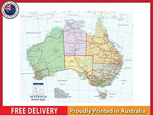 Australia Road map with details  91x61cm poster AU Australian Made - Picture 1 of 4