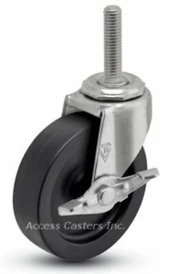 5STCPSB 5" Swivel Caster w/ Brake, Polyolefin Wheel, 1/2 - 13 x 1 Threaded Stem - Picture 1 of 1