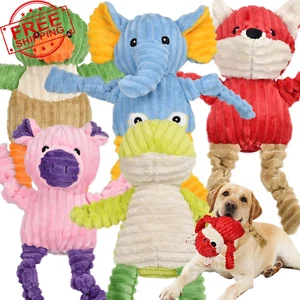 5 Pack Tough Dog Toys Stuffed Squeaky Dog Toys Assortment Plush Animal Dog Toy V - Picture 1 of 12