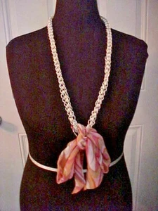 Damen Halstuch mit Kunstperlen Kette Halskette Roségold, Grün 15" Tropfen  - Bild 1 von 6