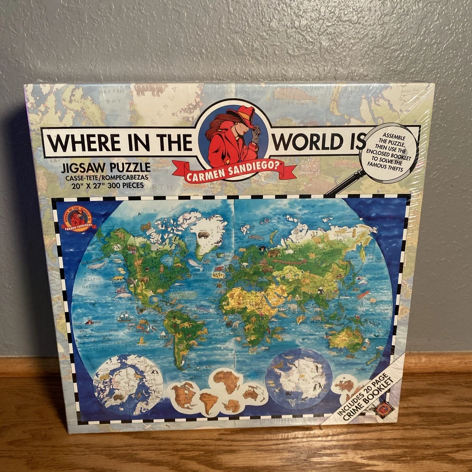 Where in The World Is Carmen Sandiego 300 Piece Jigsaw Puzzle 1993 -