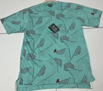 Винтажный новый из старых запасов Le Tigre новый Henley футболка бирюзовый зеленый кнопки маленький - Изображение 1 из 4