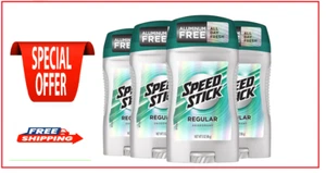 Speed Stick Deodorant for Men, Aluminum Free, Regular-3 Ounce(4 Pack) - Picture 1 of 7