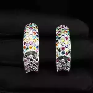 Charming orecchini fatti a mano in argento sterling 925 taglio diamante zaffiro - Foto 1 di 8