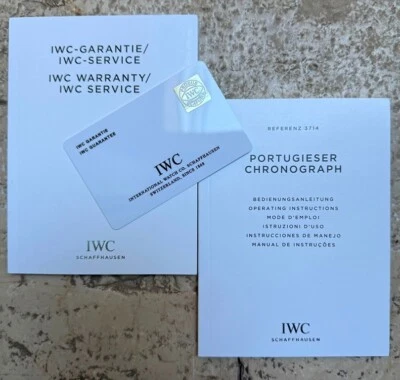 IWC Portugieser Chronograph Ref 3714 Papers Set Warranty Booklets NOS - Immagine 1 di 4