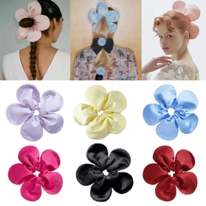 Shape Ties Flower Scrunchies Satin Thick Large Hair Oversize Elastic Fluffy H - Picture 1 of 24