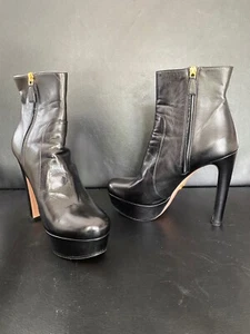 PRADA Plateau-Booties schwarz Leder schmaler Absatz Stiefel - Bild 1 von 8