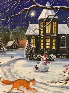 1.5x2 CASA DE MUÑECAS IMPRESIÓN MINIATURA DE PINTURA RYTA ESCALA 1:12 NAVIDAD casa gato arte - Imagen 1 de 1