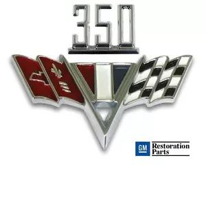 Juego de emblemas de guardabarros con bandera en V CHEVY 350 ** 65-67 Chevy. Incluye hardware de montaje - Imagen 1 de 1