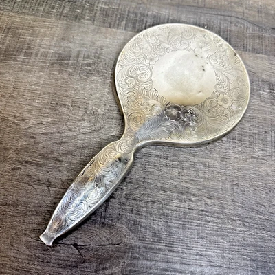 Vtg 10” Wallace Sterling Silver Vanity Hand Mirror Engraved Floral #3286 317gr - Image 1 of 4