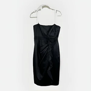 Elie Tahari Satin Dress 8 Black Lined Whimsigoth Dark Fairy Cocktail Designer - Picture 1 of 7