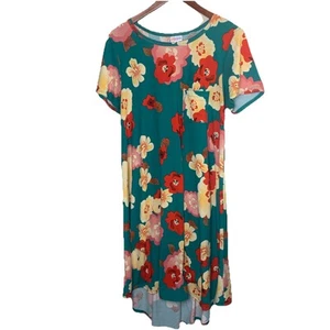 Vestido LuLaRoe Carly Midi Para Mujer M Alto Lo Dobladillo Pecho Bolsillo Columpio Floral Verde - Imagen 1 de 21