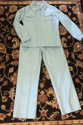 Traje de ocio azul bebé vintage para mujer chaqueta pantalones discoteca años 60 70 Frank Lee Foto 1 de 4