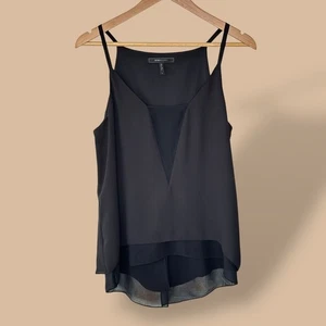 BCBGMAXAZRIA Black Lyssa Top Tank Cami Layered Sleeveless V-Neck Women's Small - Picture 1 of 9
