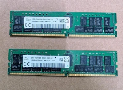 2 x SK Hynix 32GB 2RX4 PC4-2933Y DDR4 ECC Server Memory RAM - HMA84GR7DJR4N-WM - Image 1 of 4