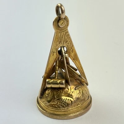 Antique 9ct Yellow Gold Masonic Watch Fob 3.2cm 4g 1905 - Image 1 of 4