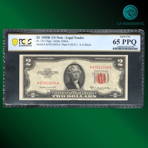 Fr.1511 1953B $2 Legal Tender United States Note "Red Seal" PCGS 65 PPQ, 12032 - Picture 1 of 2