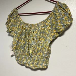 Top floral recortado manga larga Free People - s - Imagen 1 de 7