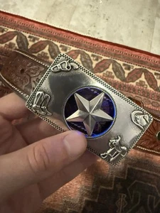 3D Belt Co. Boys M & F Western, Light Up Stars, Belt Brown Leather Size 24 - Picture 1 of 4