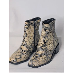 Nicole Damen-Booties Kunstschlangenleder Blockabsatz Größe 8 Western Bikercore Glam Retro - Bild 1 von 8