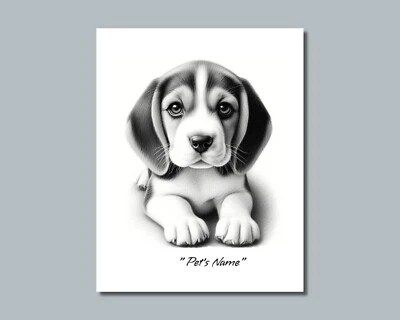 Personalized BEAGLE Puppy Pet Print Photo YOUR DOG NAME Picture 8x10 11x14 (P8) - Image 1 of 4