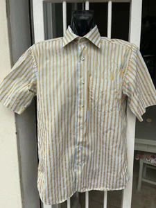 Camisa GIANFRANCO FERRE Vintage Hombre Algodón Abotonada Azul Amarillo Rayas Talla M - Imagen 1 de 12