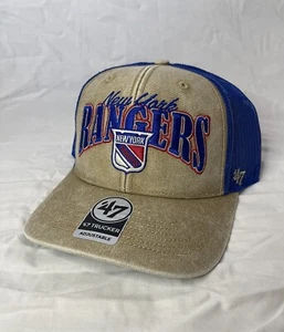Gorra de camionero '47 New York Rangers azul caqui vintage malla Snapback OSFA - Imagen 1 de 5