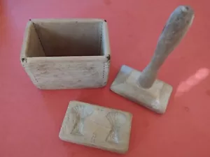 Estampilla de madera de mantequilla de madera antigua grande tallada grande estampada de prensa de molde - Imagen 1 de 22