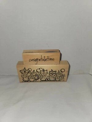 Sello de goma y felicitaciones de Delafield Happy Birthday Critters  Foto 1 de 3