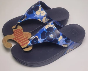 FitFlop Womens Lulu Flowerz Leather Midnight Navy Mix 8 - Picture 1 of 4