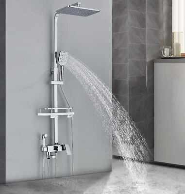 Duschset 4 Funktion Duschsystem mit Regendusche Wanneneinlauf Handbrause Chrom - Bild 1 von 4