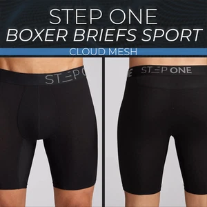 STEP ONE Neu Herren Boxershorts SPORT (extra länger) Unterwäsche - CLOUD MESH - Bild 1 von 13