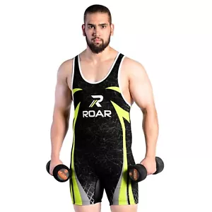 ROAR Professional UOMO Wrestling Singletto Body Wear Uniforme Fight Gear Singoli - Foto 1 di 7