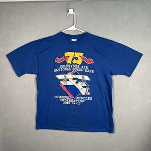 Vintage 90s Selfridge Air National Guard Base T Shirt Adult XL Blue Mens - Picture 1 of 8
