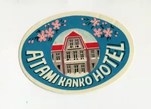 Vintage Hotel Luggage Label ATAMI KANKO HOTEL oval - Picture 1 of 2
