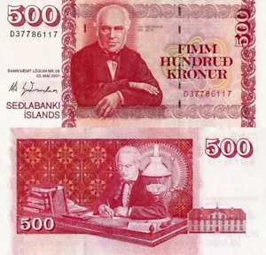 ICELAND 500 KRONUR 2001 P58a, UNC " Jon Sigurosson" - Picture 1 of 3