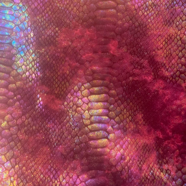 Orange red Stretch Velvet pearl snake fabric by the yard 60" Wide - Image 1 of 1