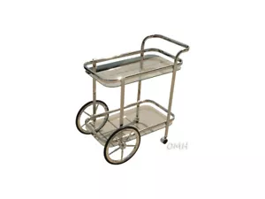 Rollschichten Servierzahnwagen Trolley Räder verchromt Glas Eisen Zierleiste - Bild 1 von 9